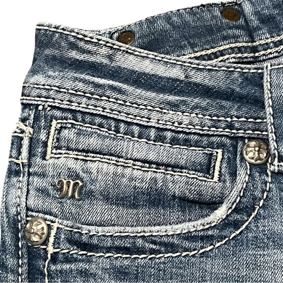 Miss Me Boot Cut Jeans 32” Inseam JE5387BR Medium Wash Sequins 8” Mid Rise Denim - Picture 12 of 12